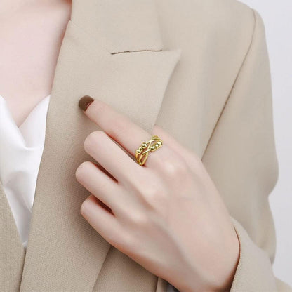Silber Angst Ring 925 Sterling Silber Offen Einstellbar Anti Stressring 6 Perlen Gold