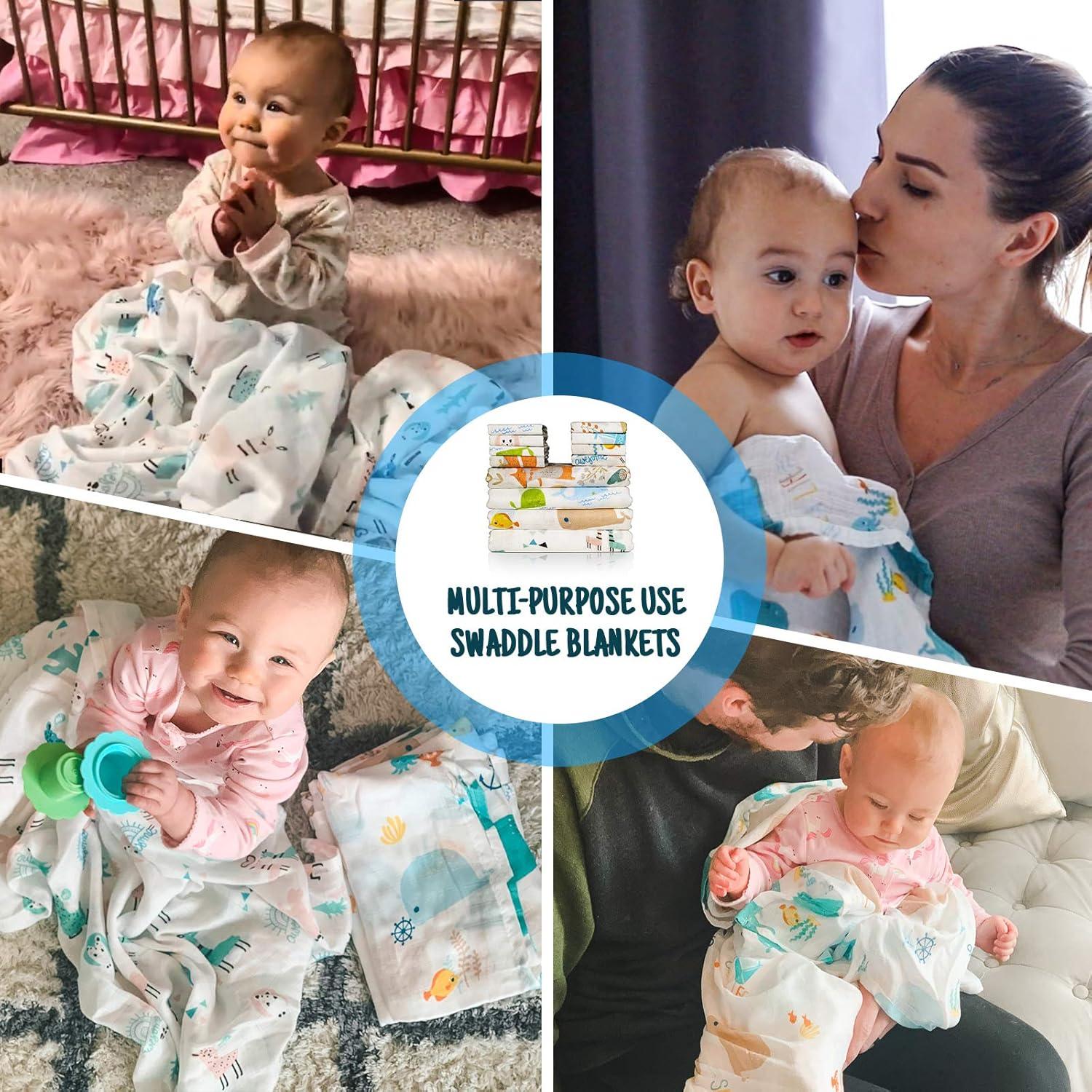 6er Set Babytücher mit Tier-Motiven aus 100% Baumwolle, bunt