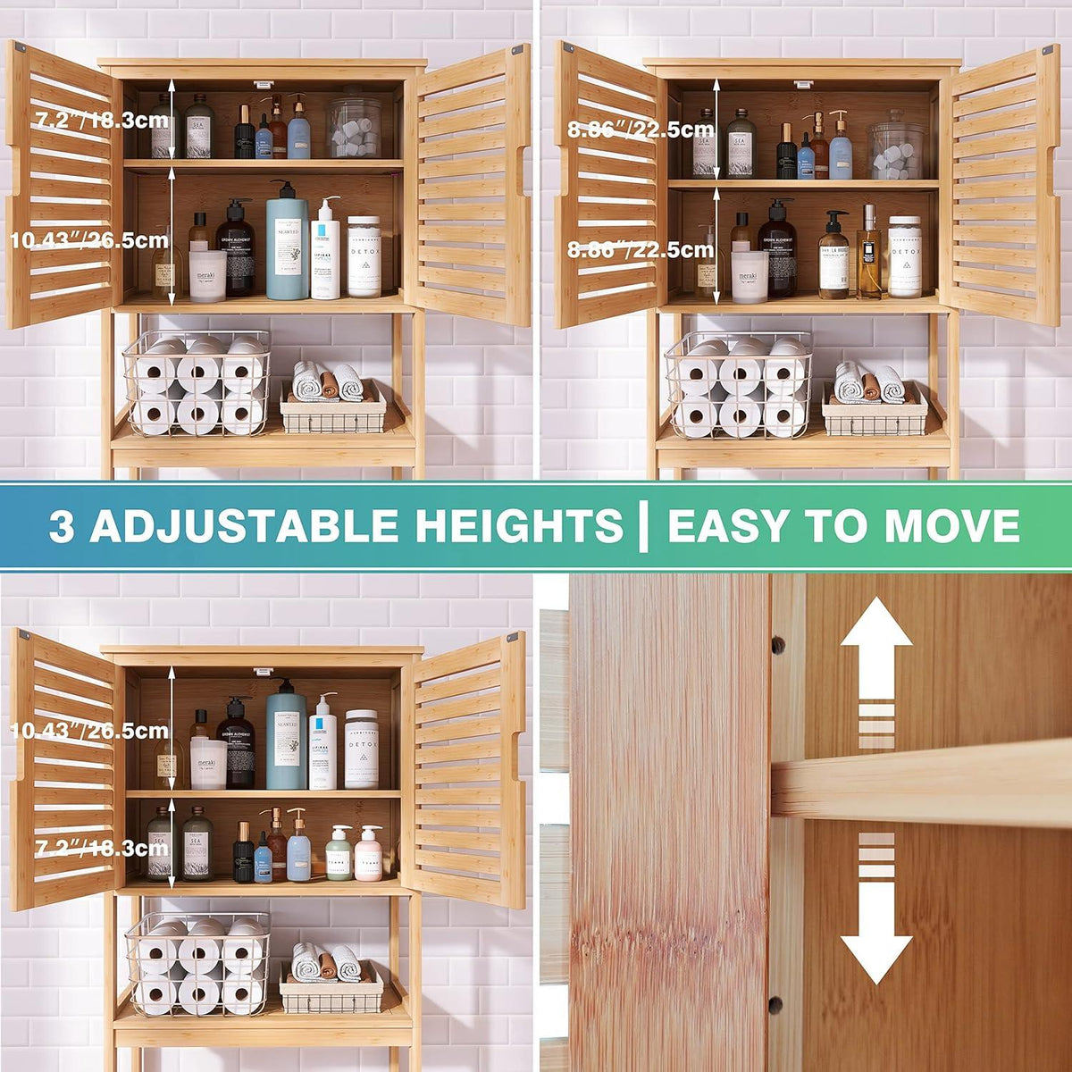 Badregal Bambus Toilettenständer 3-Tier verstellbar