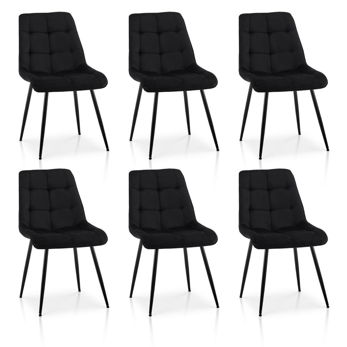 6 Esszimmerstühle Samt, Metallbeine, Schwarz