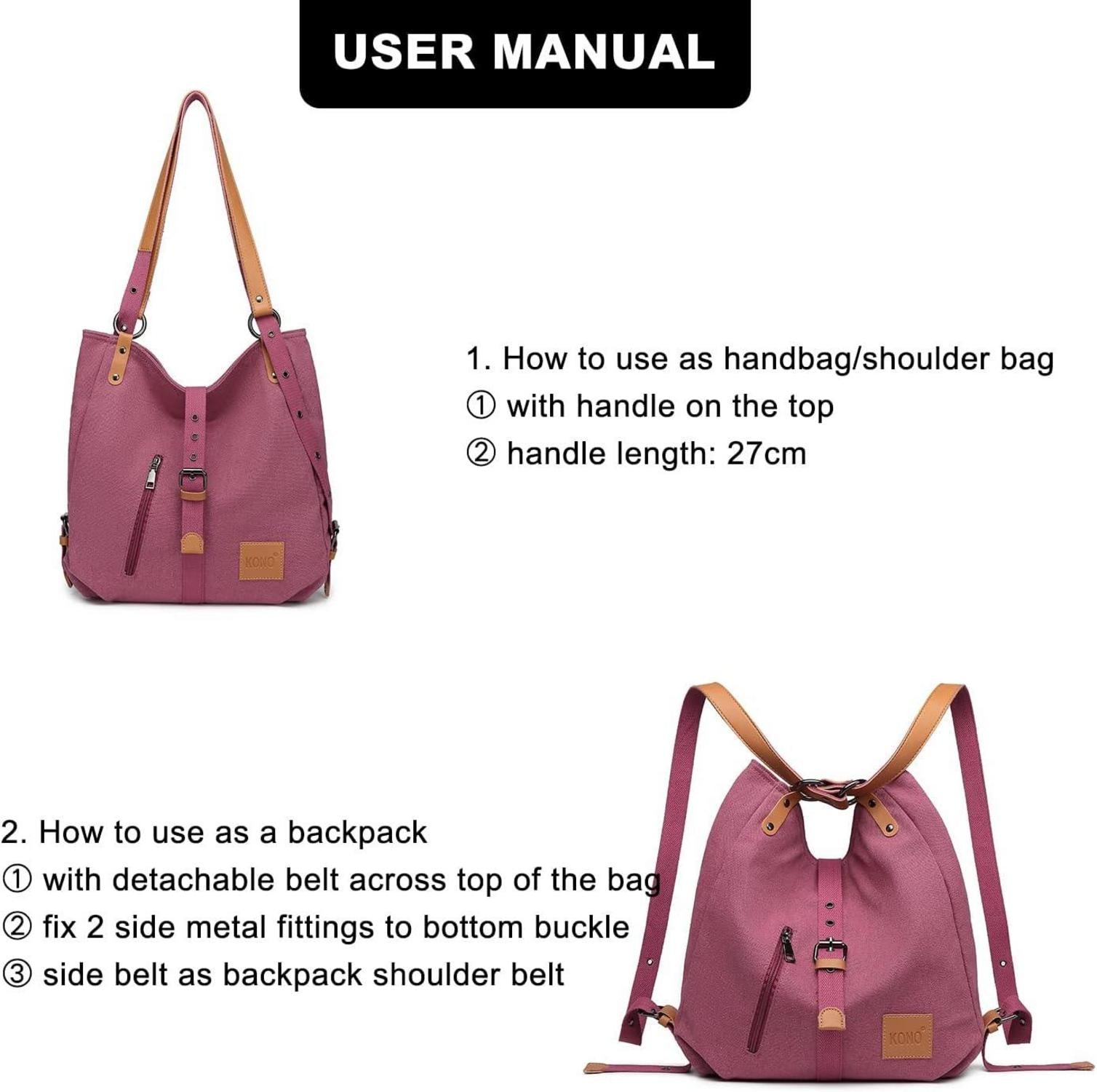 Canvas Rucksack Damen Henkeltasche Anti Diebstahl Tasche