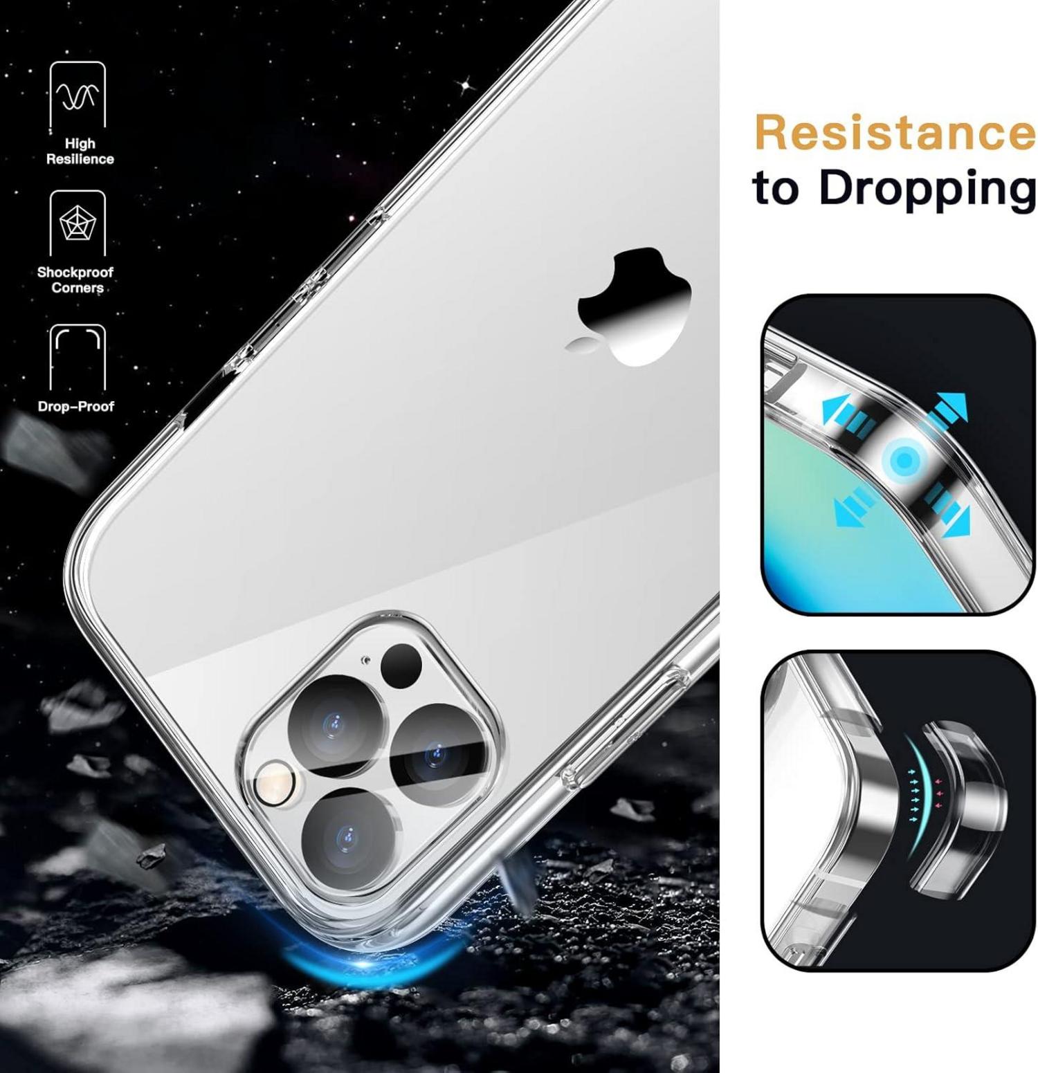 JETech 5-in-1 Hülle für iPhone 12 Pro 6,1 Zoll - Stoßfestes Gehäuse mit Glasfolie und Kameraschutz