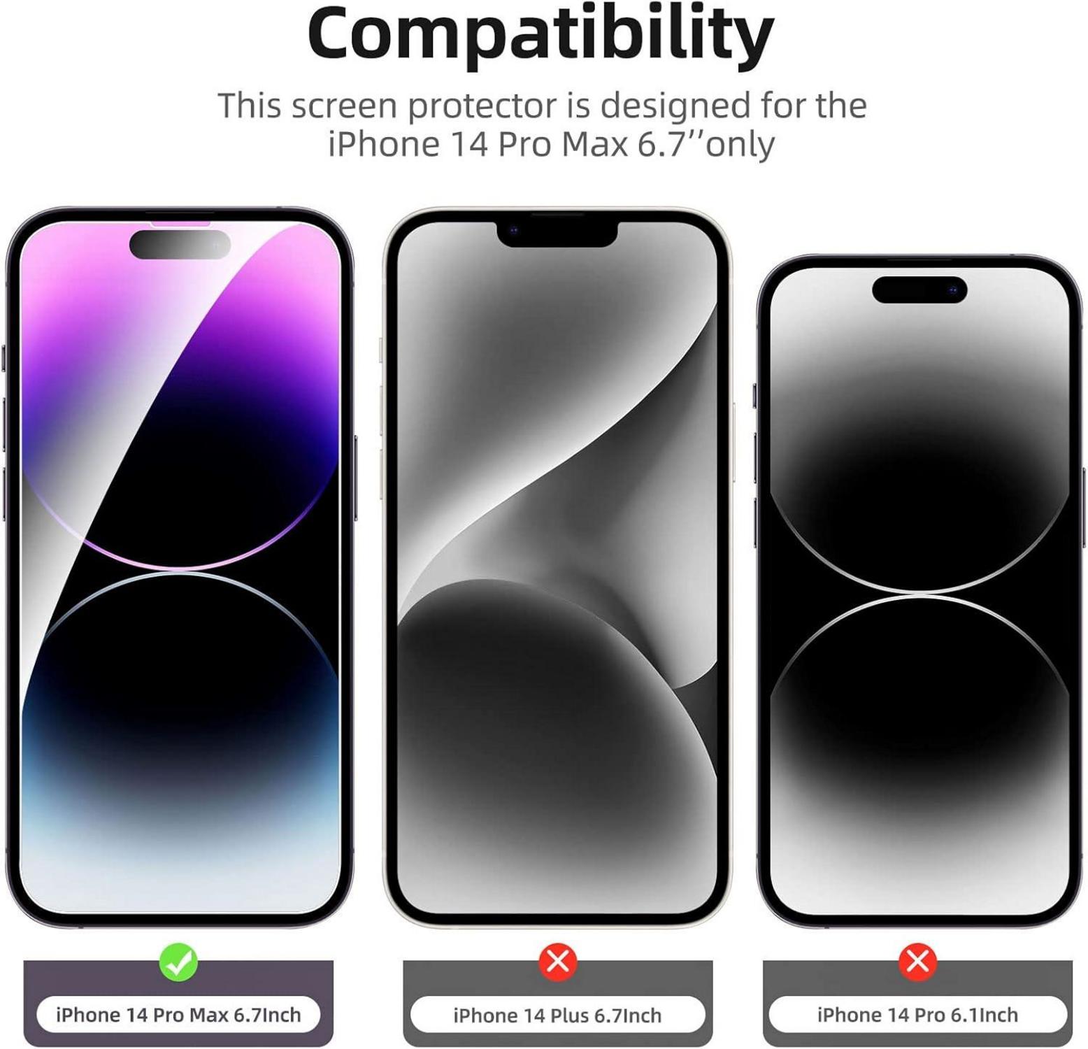 Hartglas Displayschutz und Kamera Schutz für iPhone 14 Pro Max 6,7 Zoll 4er Set