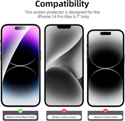 Hartglas Displayschutz und Kamera Schutz für iPhone 14 Pro Max 6,7 Zoll 4er Set