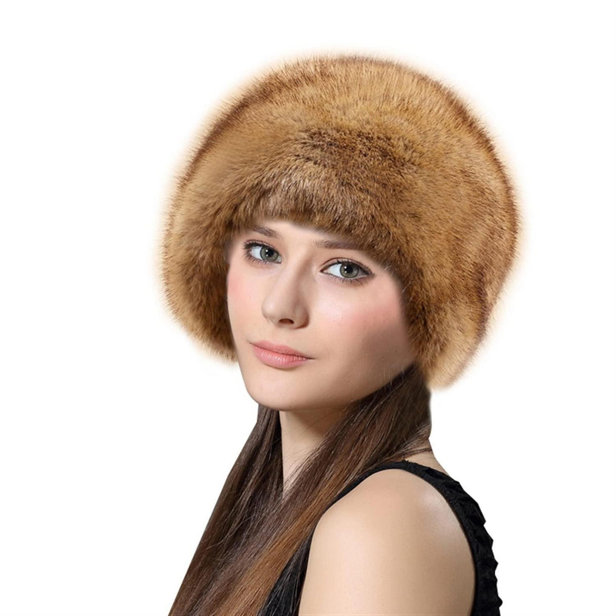 Kosakenmütze Damen Kunstpelz warm für Winter & Reisen Braun