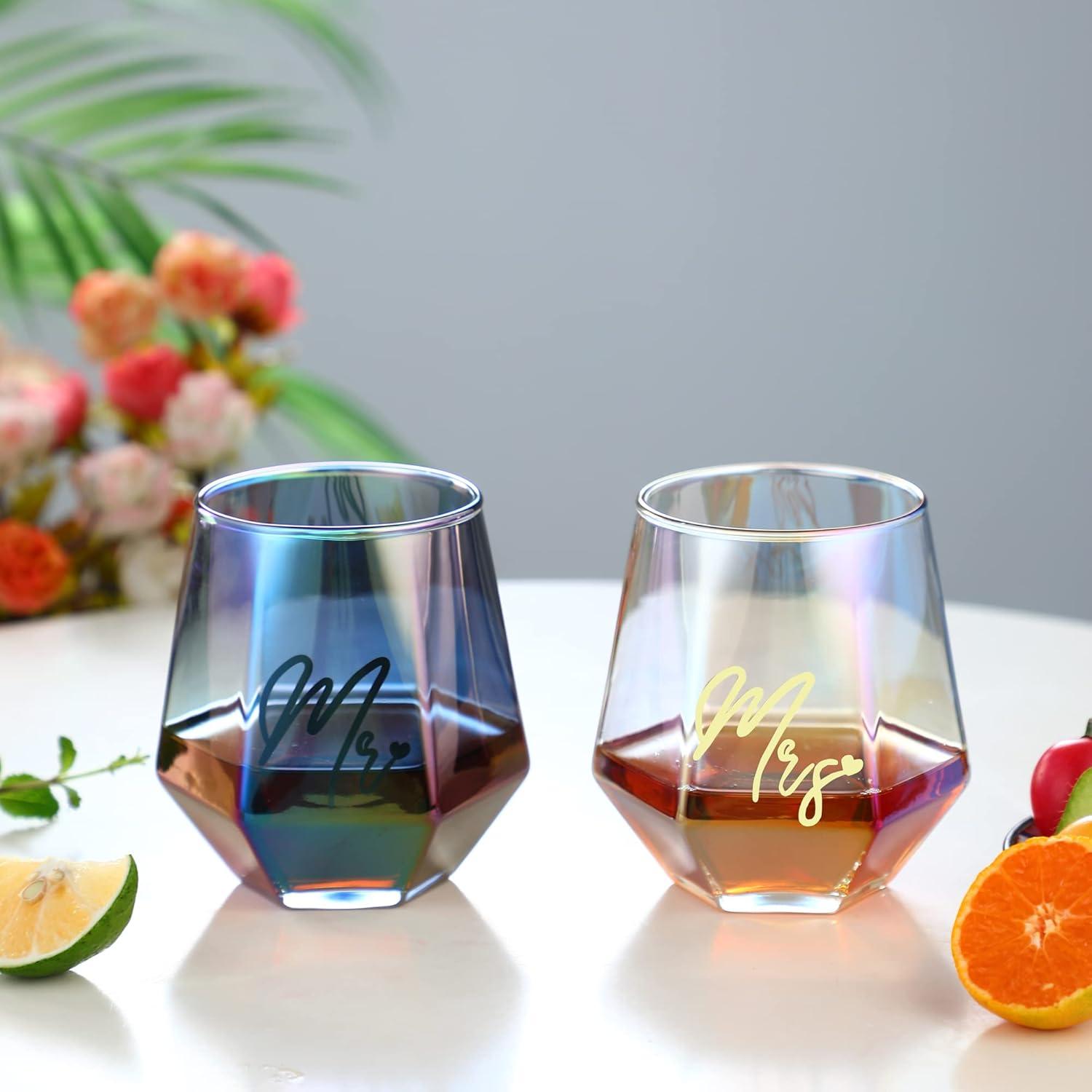 Weinglas Mr and Mrs Paar Geschenk Set Hochzeit Jahrestag