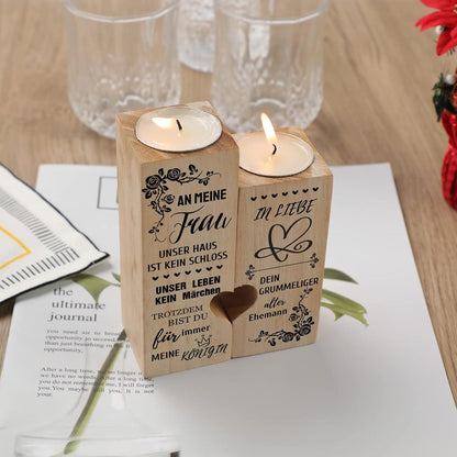 Herzförmiger Kerzenständer mit Gravur für Ehefrau zum Valentinstag