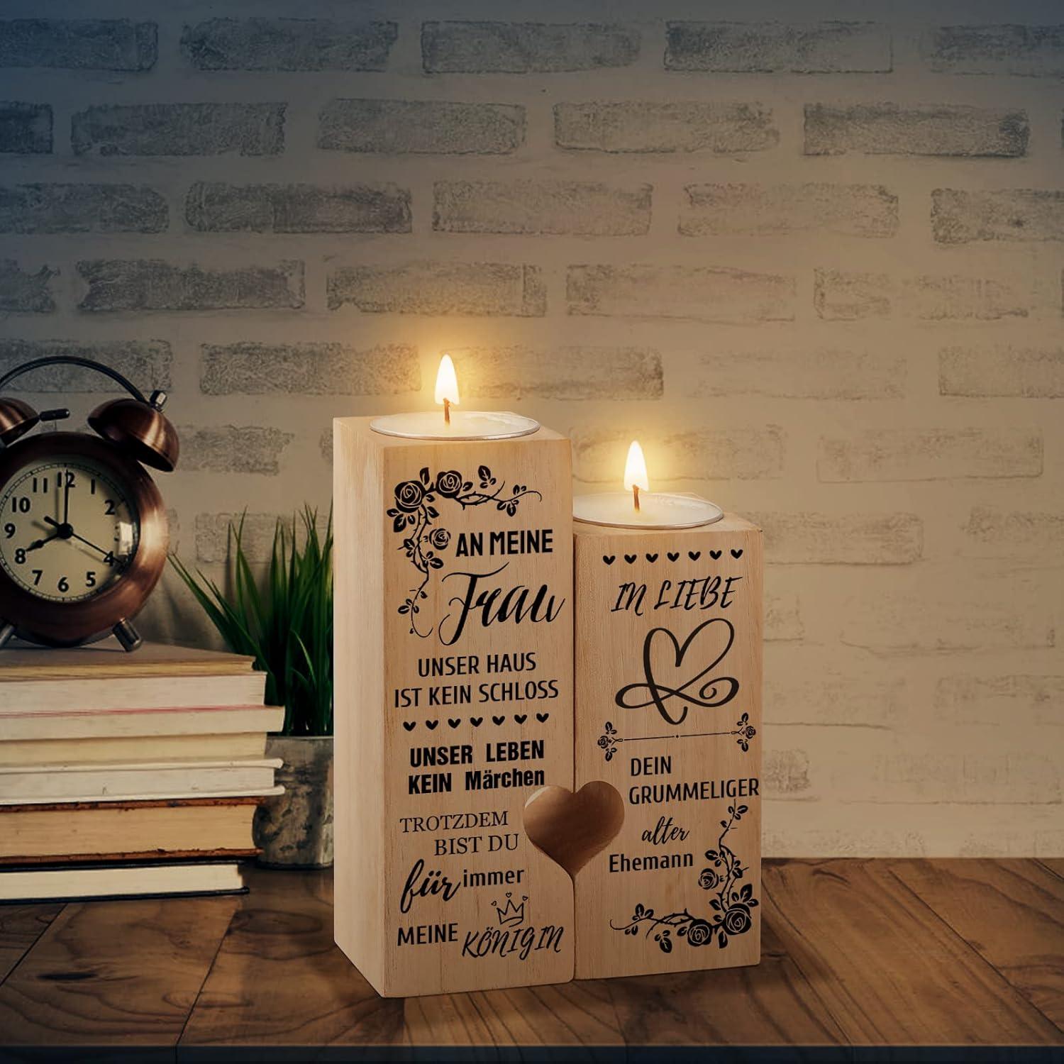 Holz Herz Kerzenhalter Liebe Dich Valentinstag Hochzeitstag Geburtstag