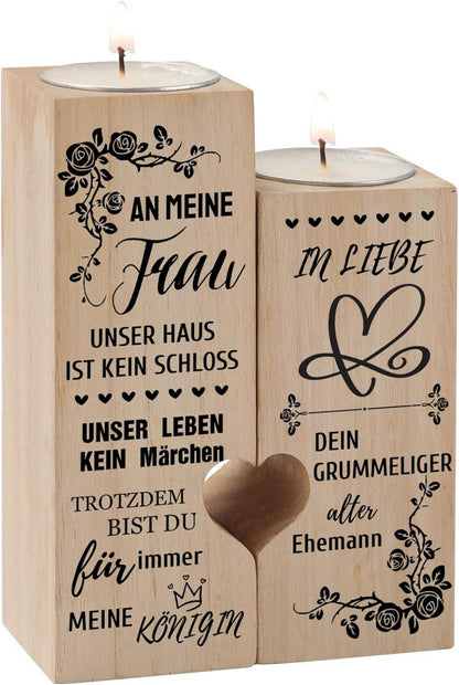Geschenk Ehefrau Herz Kerzenständer Valentinstag Hochzeitstag