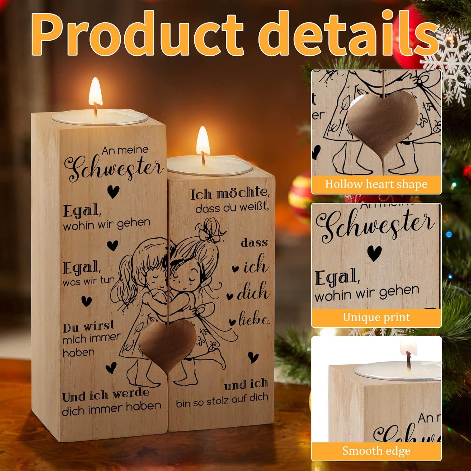 Herzförmiger Kerzenständer für Schwester Geschenke Weihnachten
