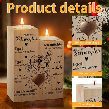 Herzförmiger Kerzenständer für Schwester Geschenke Weihnachten