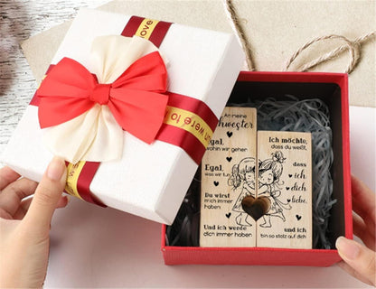 Herz Kerzenhalter Geschenk 2er Set Schwester Weihnachten Geburtstag Holz