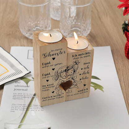 Herz-Kerzenhalter für Schwester, Weihnachts- & Geburtstagsgeschenk