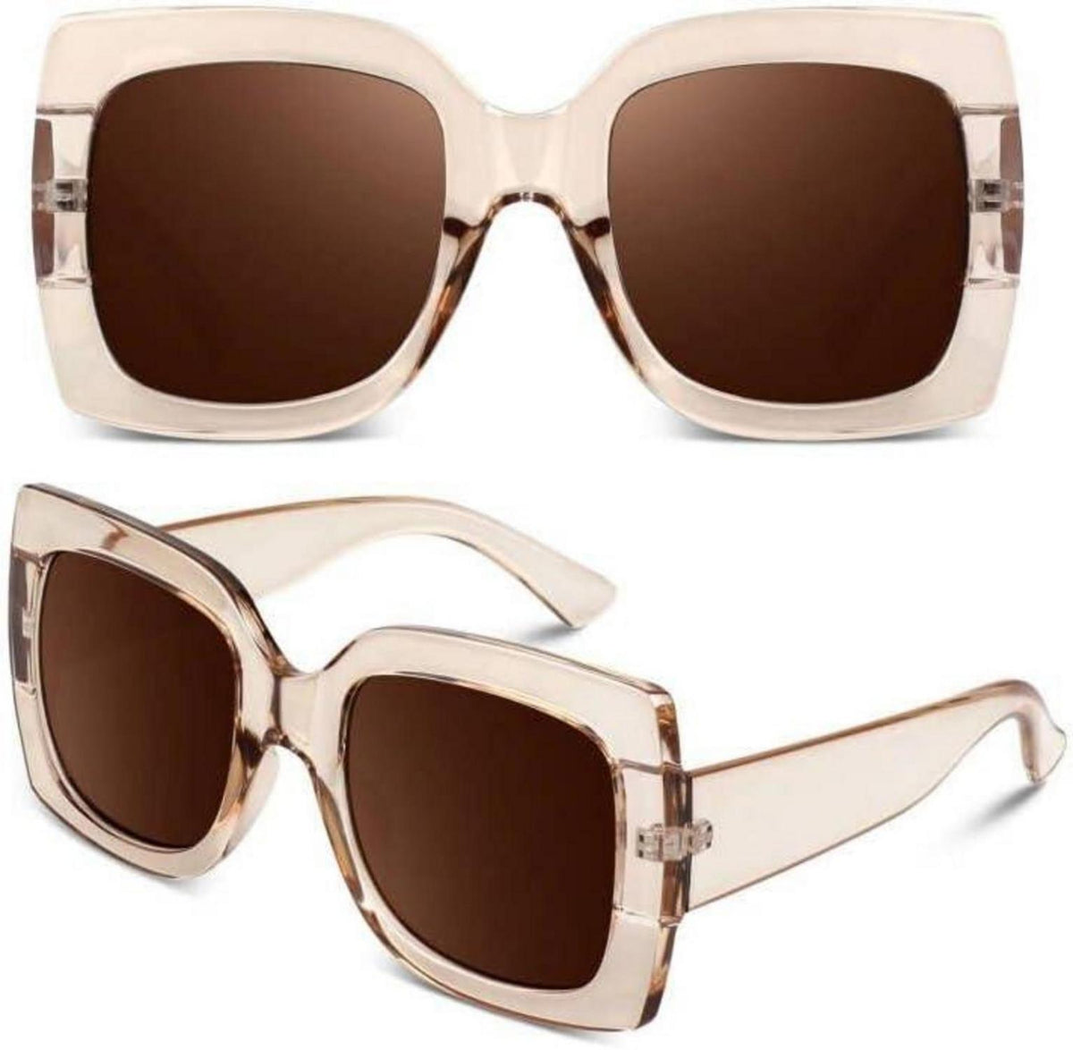 Quadratische Übergroße Sonnenbrille Damen Retro Vintage UV400 Schutz