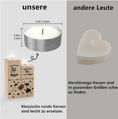 Hochzeitsgeschenk Kerzenhalter Herzform Holz Mr Mrs Verlobung