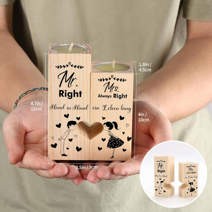 Kerzenhalter Herzform Hochzeit Jahrestag Geschenk Brautpaar Mr und Mrs