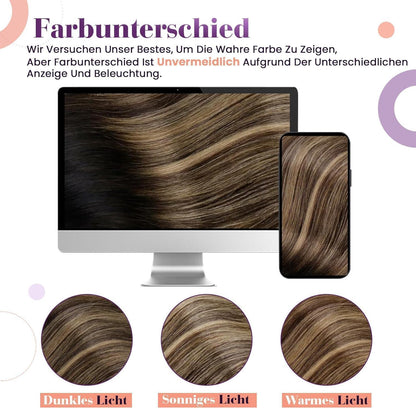 Echthaar Haarverlängerung Clip-in Balayage Schwarz Braun Ombre