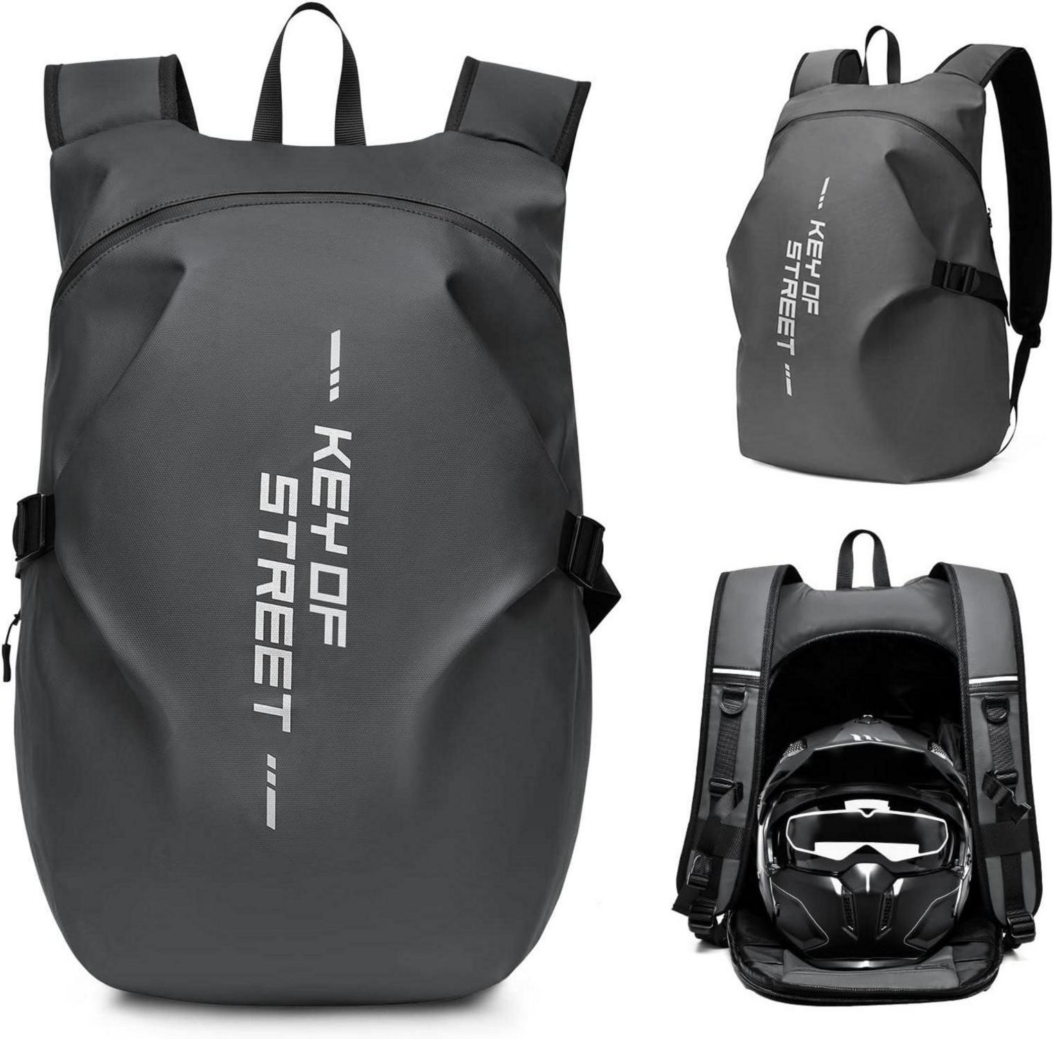 Wasserdichter Motorradrucksack mit Helmhalterung und Laptopfach