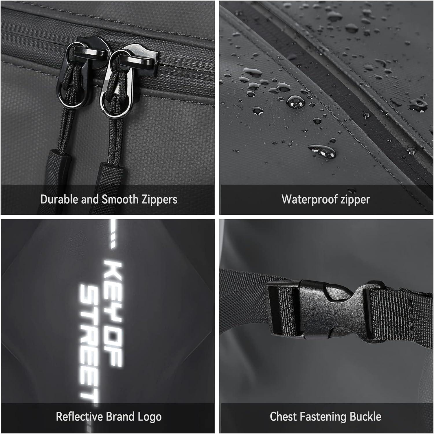 Motorradrucksack wasserdicht Helmrucksack Laptoptasche Medium Grau