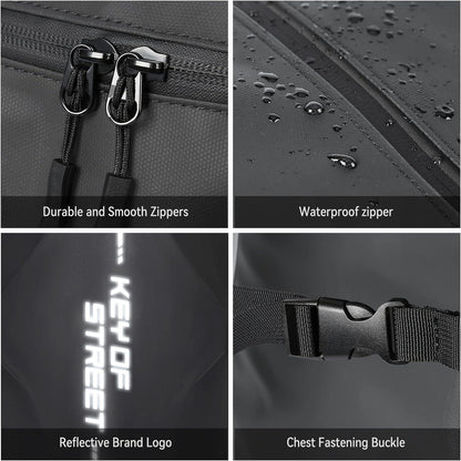 Motorradrucksack wasserdicht Helmrucksack Laptoptasche Medium Grau