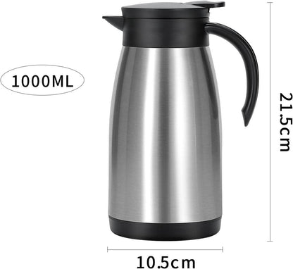 Isolierkanne Edelstahl Thermoskanne 1L doppelwandig Vakuum Kaffeekanne