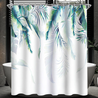 Duschvorhang Grün Blätter 180x200 Wasserdicht Antischimmel Polyester