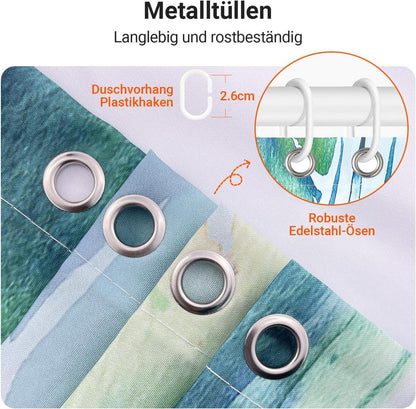 Duschvorhang Grün Blätter 180x200 Antischimmel Wasserabweisend Polyester mit Ösen