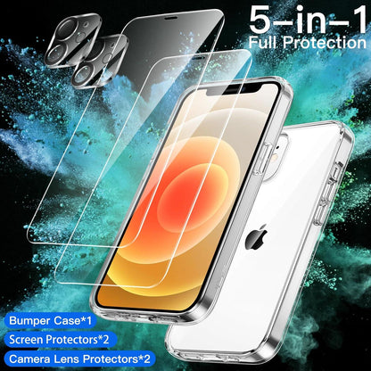 Hülle + 2x Displayschutz + 2x Kameraschutz für iPhone 12