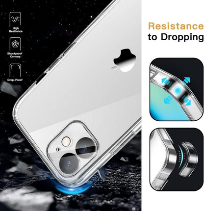 JETech 5-in-1 Hülle + Schutzfolie + Kameraschutz für iPhone 12 6,1 Zoll