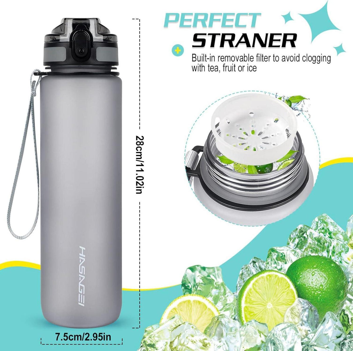 Sport Trinkflasche 1L BPA Frei Tritan Auslaufsicher für Fitness
