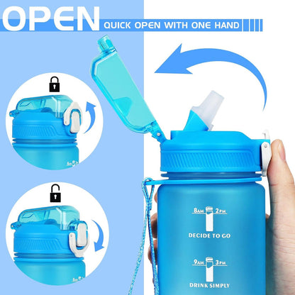 Trinkflasche 1L mit Strohhalm und