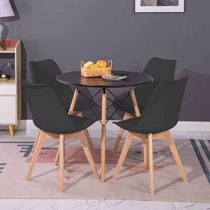 Essgruppe Schwarz: Tisch mit 4 Stühlen für Esszimmer