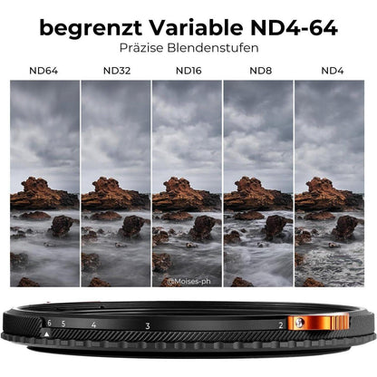 Variabler ND & CPL Filter 62mm 2-6 Blendenstufen Nano-Beschichtung