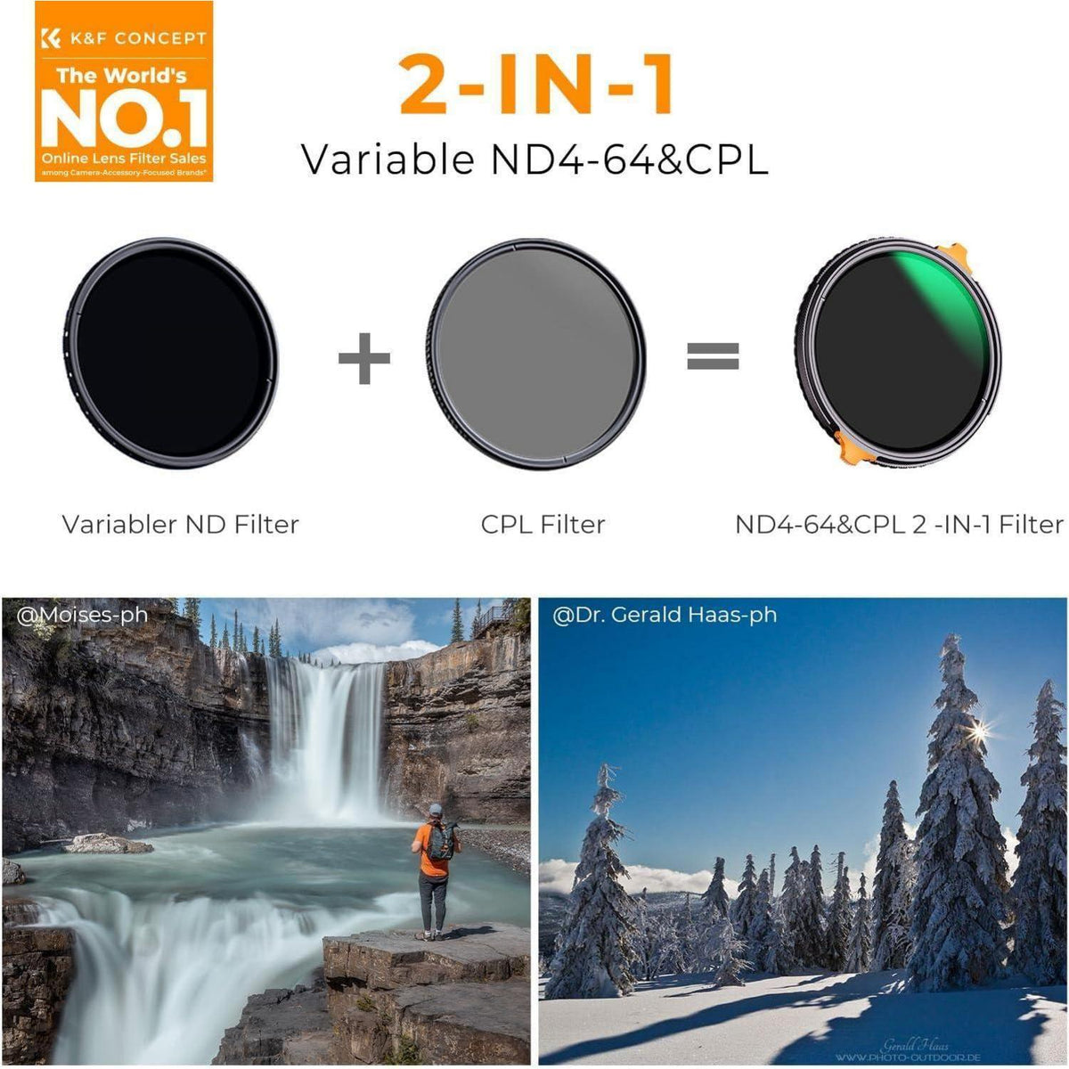 Variabler ND & CPL Filter 37mm 2-in-1 ultradünn