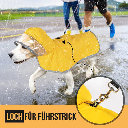 SlowTon Regenmantel Hund wasserdicht transparente Regenjacke mit Kapuze für kleine, mittlere und große Hunde XXL Gelb