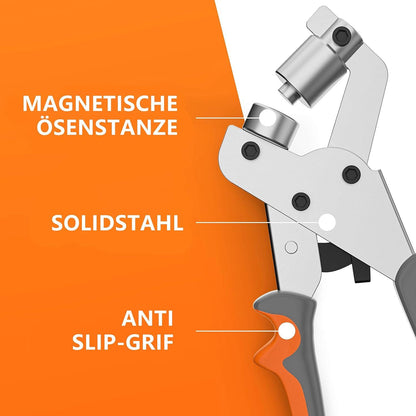 Ösenzange Profi mit 300 Ösen 10mm Magnetische Ösenstanze