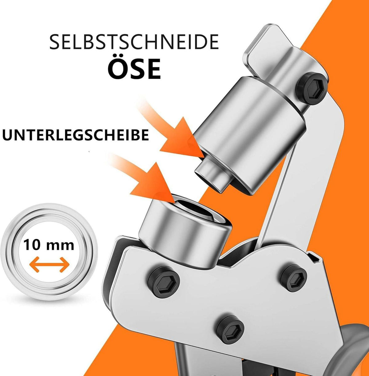 Profi Ösenzange mit 300 Ösen Ø 10mm magnetische Ösenstanze