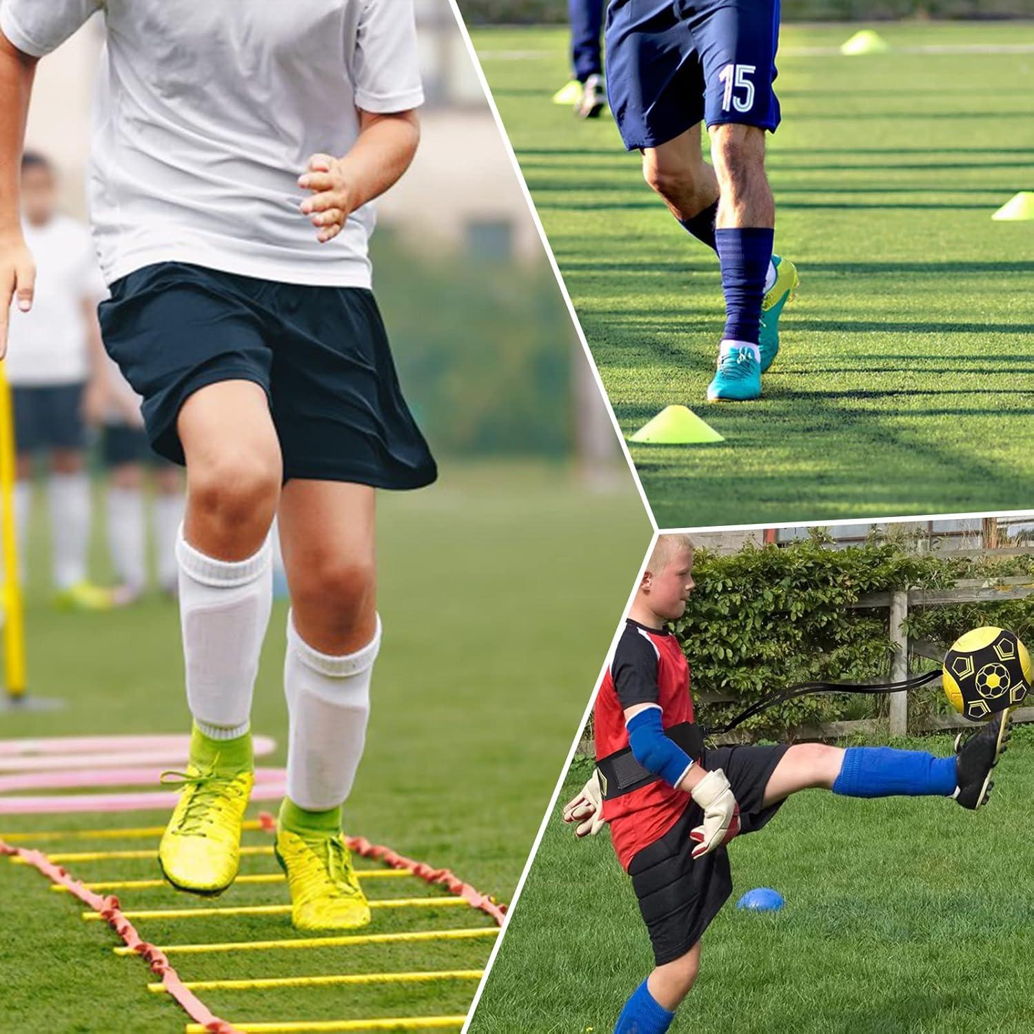 YHOTOGEA Fußball Trainingsset mit Koordinationsleiter 6m, Hütchen, Fußballtrainer und Springseil