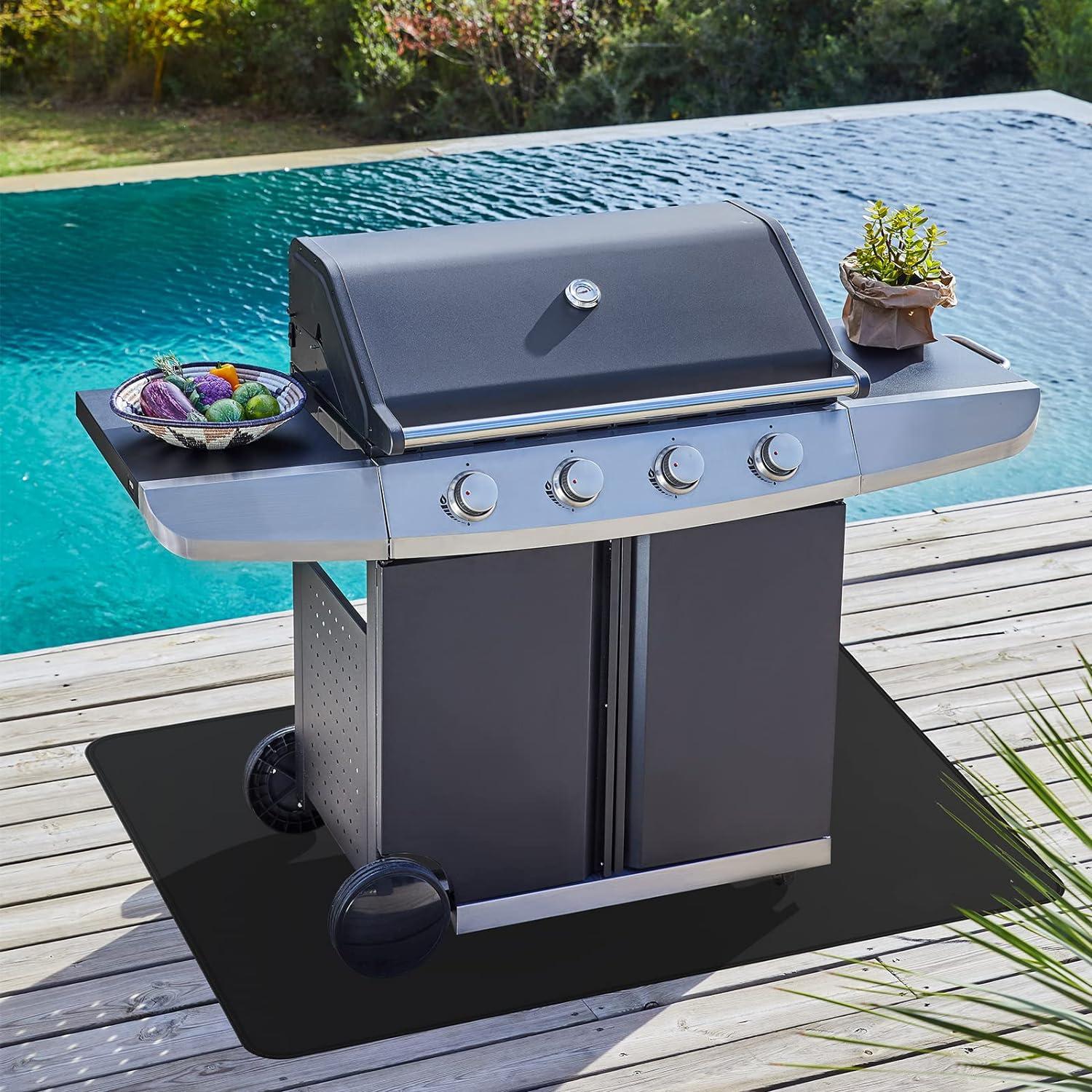 FLASLD Grillmatte 81x152 cm Feuerfeste Matte für Grill