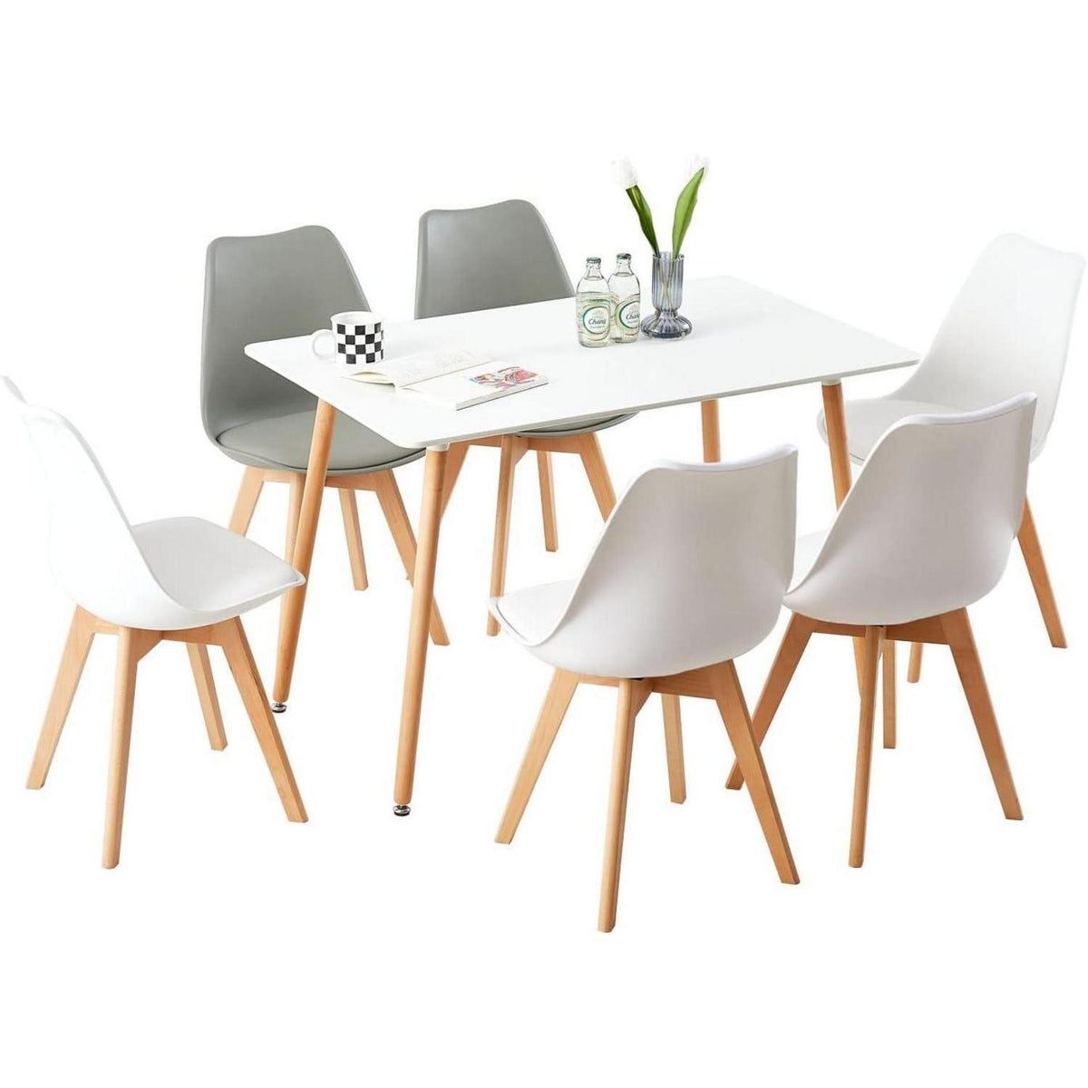 Esszimmergruppe Weiß mit 6 Stühlen – Modern & Komfortabel