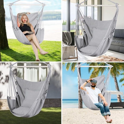 Hängemattenstuhl mit Kissen – Bequemer Schaukelstuhl für Innen & Außen
