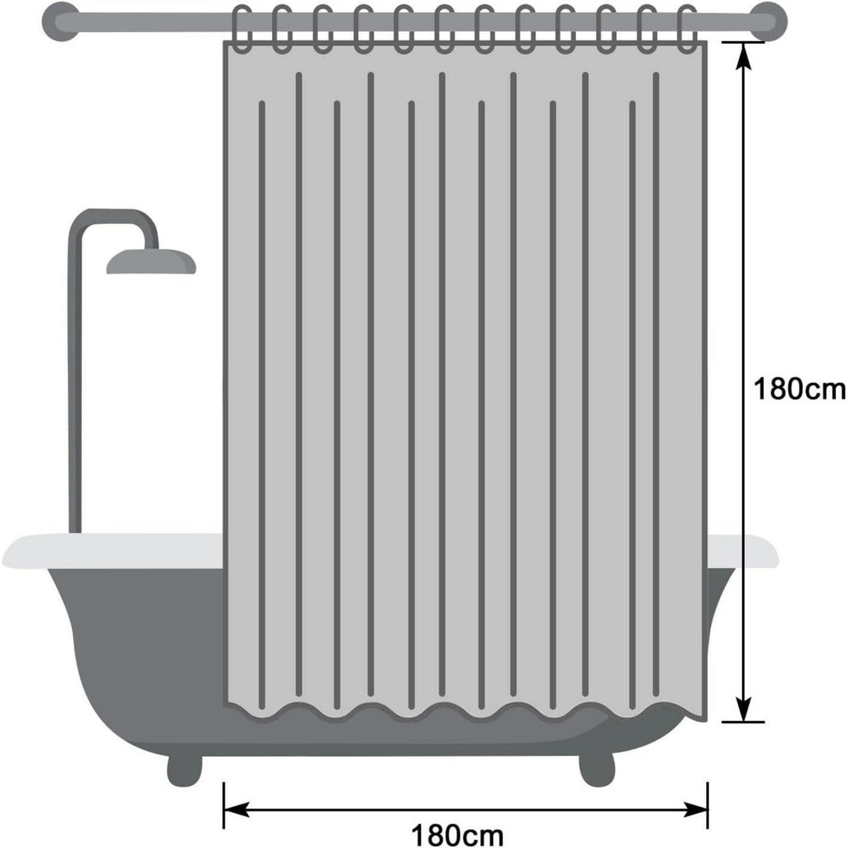 Weißer Duschvorhang 180x180cm – Antibakteriell & Wasserdicht
