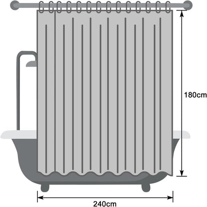 Duschvorhang 240x180 Weiß Wasserdicht Anti-Schimmel Textil mit Ringen