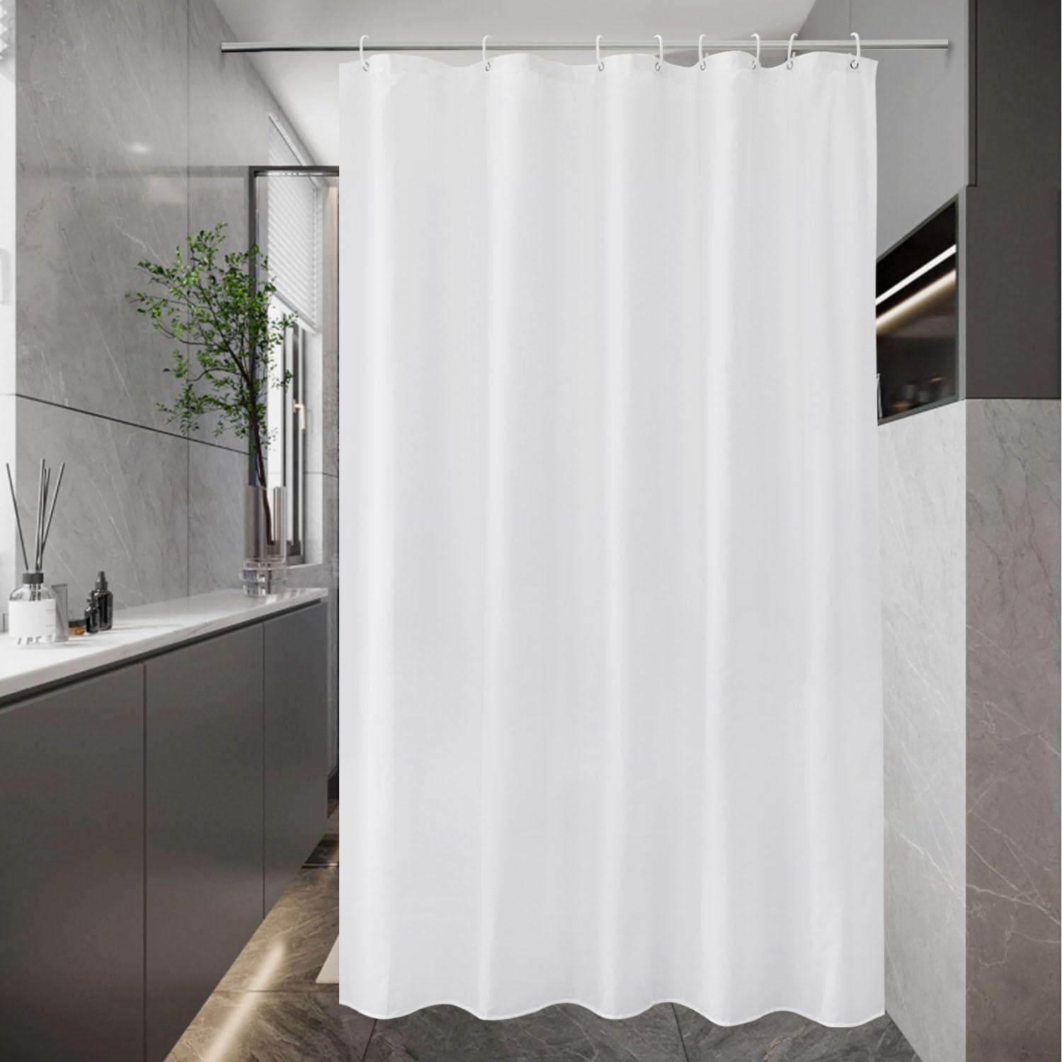 Duschvorhang Weiß Textil 120x180 Wasserdicht Antischimmel Saum