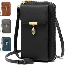 Handytasche Umhängetasche RFID Damen Leder Crossbody Schwarz