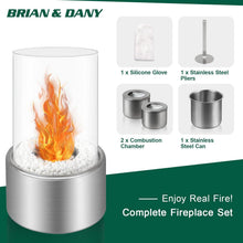 Bioethanol Kamin Tischkamin Silber 27 cm Stahl & Glas