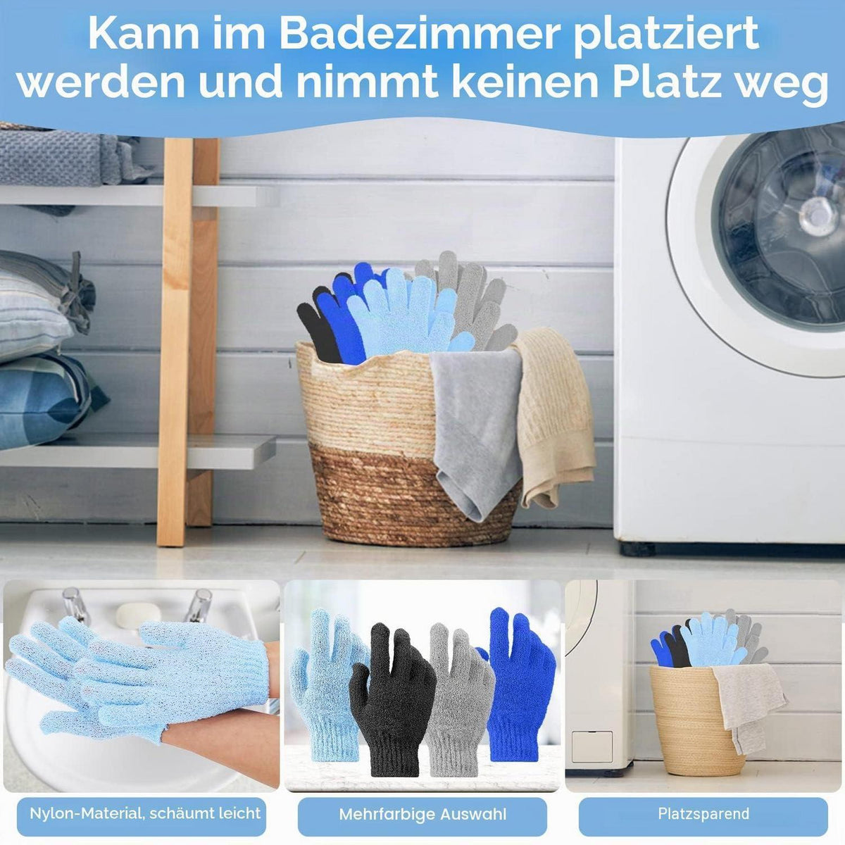 8 Peelinghandschuhe Bambus Körperpeeling Waschlappen für Spa & Dusche