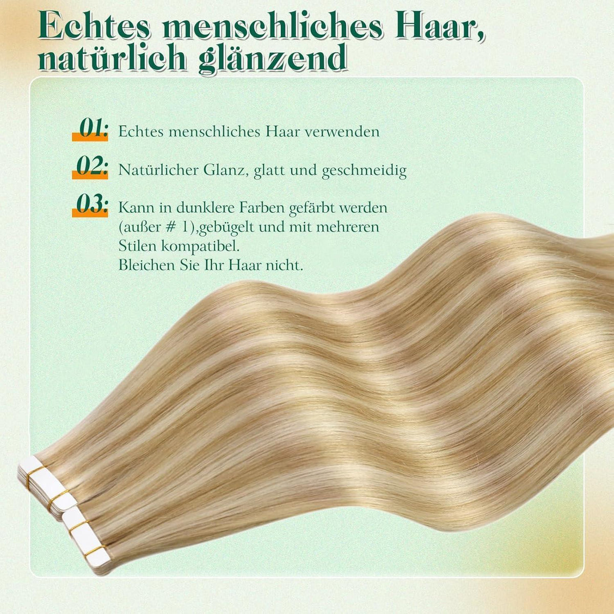 Echthaar Tape Extensions Blond 60cm – Natürliche Optik