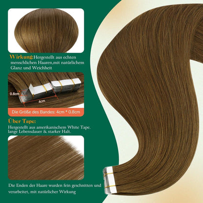 Echthaar Tape Extensions Braun 60cm – Natürliche Verlängerung