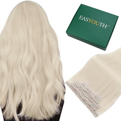Clip-In Haarverlängerung Blond Echthaar 40cm 5er Set